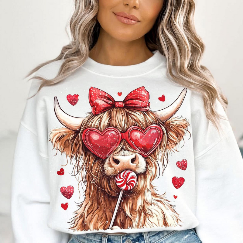 Highland Cow Valentine Sweatshirt