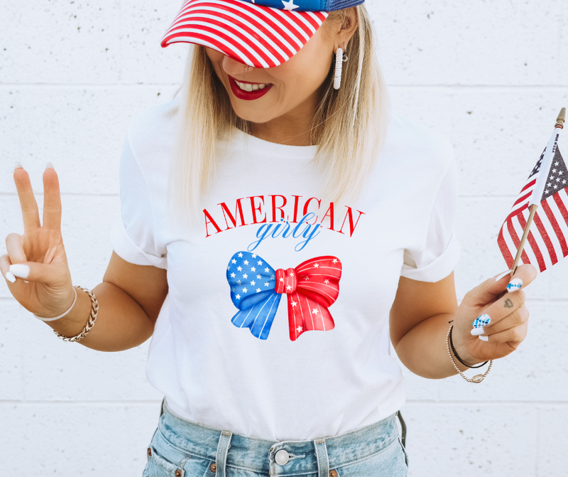 Girly American Coquette Bow Graphic T (S - 3XL)