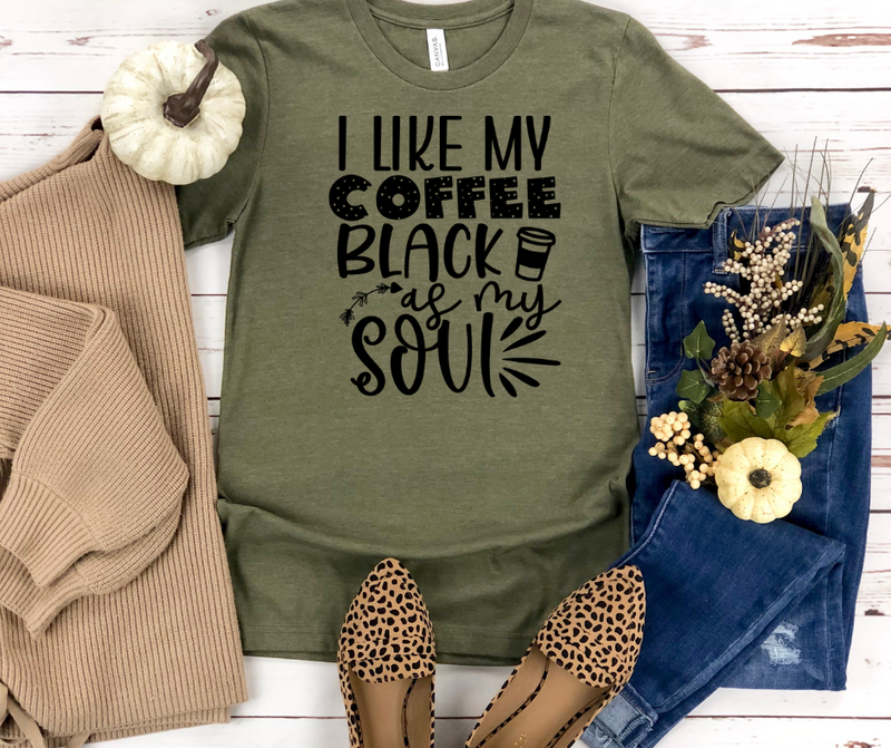 Coffee Black as my soul graphic Tee (S-3X)