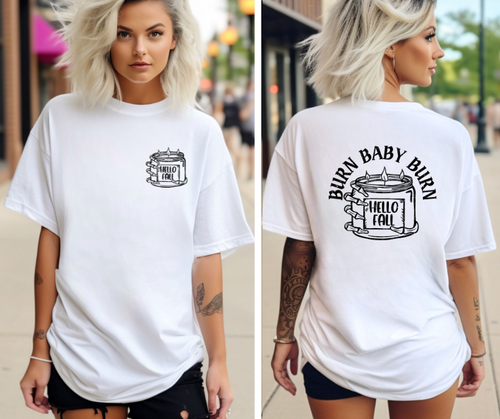 Stay lit this season in our Burn Baby Burn Graphic T! With fall candles, yummy smells, and the spirit of Halloween, this T will keep your style smokin' all night long! (Just don't forget to blow out the candles!)